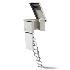 Dolle Flachdachausstieg clickFIX® vario Aluminium-Scherentreppe 120 x 60 cm ohne Zwischenrahmen 320 – 355 cm Raumhöhe