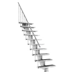 Dolle Außentreppe Gardenstep 80cm breit 10 Stufen Gitterrost 185-225cm Steigungshöhe mit Geländer