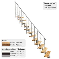 Minka Mittelholmtreppe Comfort in Buche oder Buche auf Walnuss bis 336cm Geschösshöhe