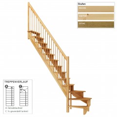 Dolle Raumspartreppe Lyon inkl. einseitigem Geländer Eiche versiegelt Treppenlauf gerade 65cm breit Holzstäbe
