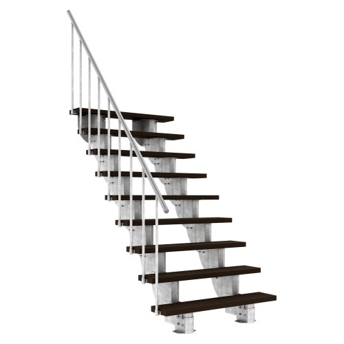 Dolle Außentreppe Gardenstep 120cm breit 9 Stufen Trimax dunkelbraun 166,5-202,5cm Steigungshöhe mit Geländer