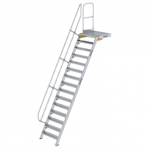 MUNK Treppe mit Plattform 60° inkl. einen Handlauf, 800mm Stufenbreite, 15 Stufen