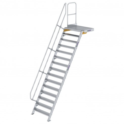 MUNK Treppe mit Plattform 60° inkl. einen Handlauf, 1000mm Stufenbreite, 15 Stufen