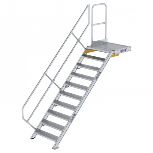 MUNK Treppe mit Plattform 45° inkl. einen Handlauf, 800mm Stufenbreite, 10 Stufen