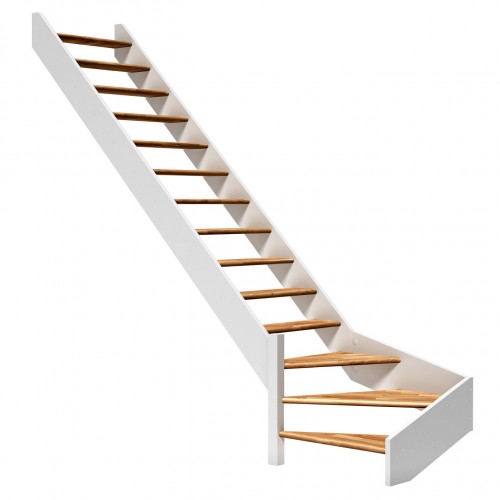 Dolle Raumspartreppe Paris ohne Setzstufen Eiche weiß Treppenlauf ¼ gewendelt unten links ohne Geländer