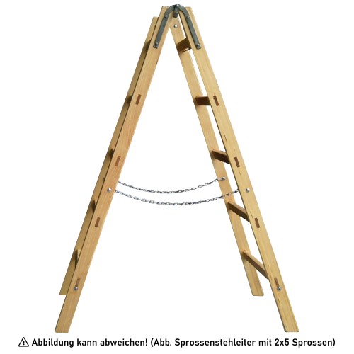 Holz Sprossenstehleiter mit Eimerhaken 2x15 Sprossen