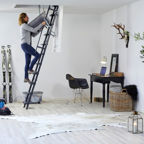 Dolle Bodentreppe clickFIX® comfort 3-teilig bis 244-264cm Raumhöhe mit U-Wert 0,49 Deckenöffnung 140x70cm