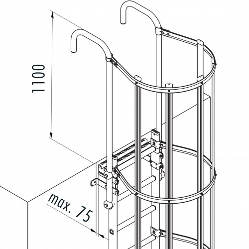 Hailo Steigleiter mit Rückenschutz ALM-14 aus Aluminium + Stahl verzinkt 3,92m