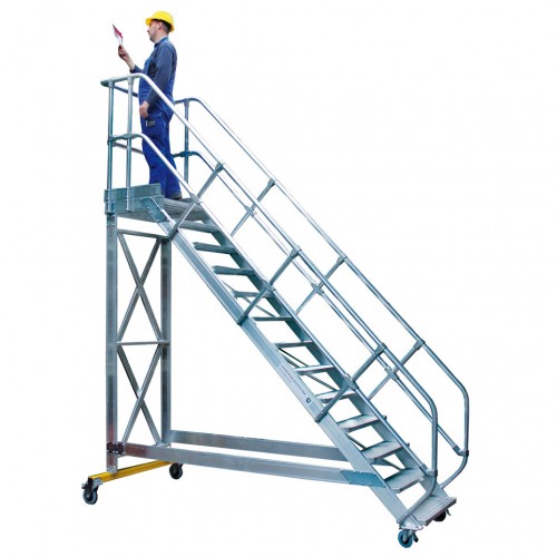 MUNK Plattformtreppe fahrbar 45° Stufenbreite 600mm 18 Stufen