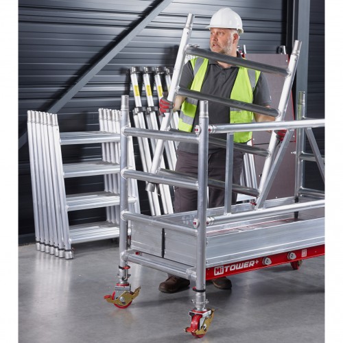 Altrex MiTower PLUS Fahrgerüst Safe-Quick®2 Geländer 1-Person-Aufbau Aluminium mit breiter Holz-Plattform 0,75x1,72m 6,20m AH