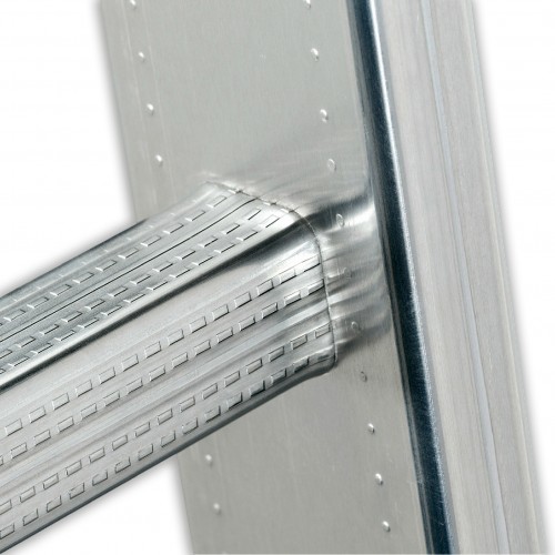 Hailo Steigleiter mit Rückenschutz ALM-23 aus Aluminium + Stahl verzinkt 6,44m