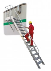 MUNK Treppe mit Plattform 60° inkl. einen Handlauf, 600mm Stufenbreite, 7 Stufen